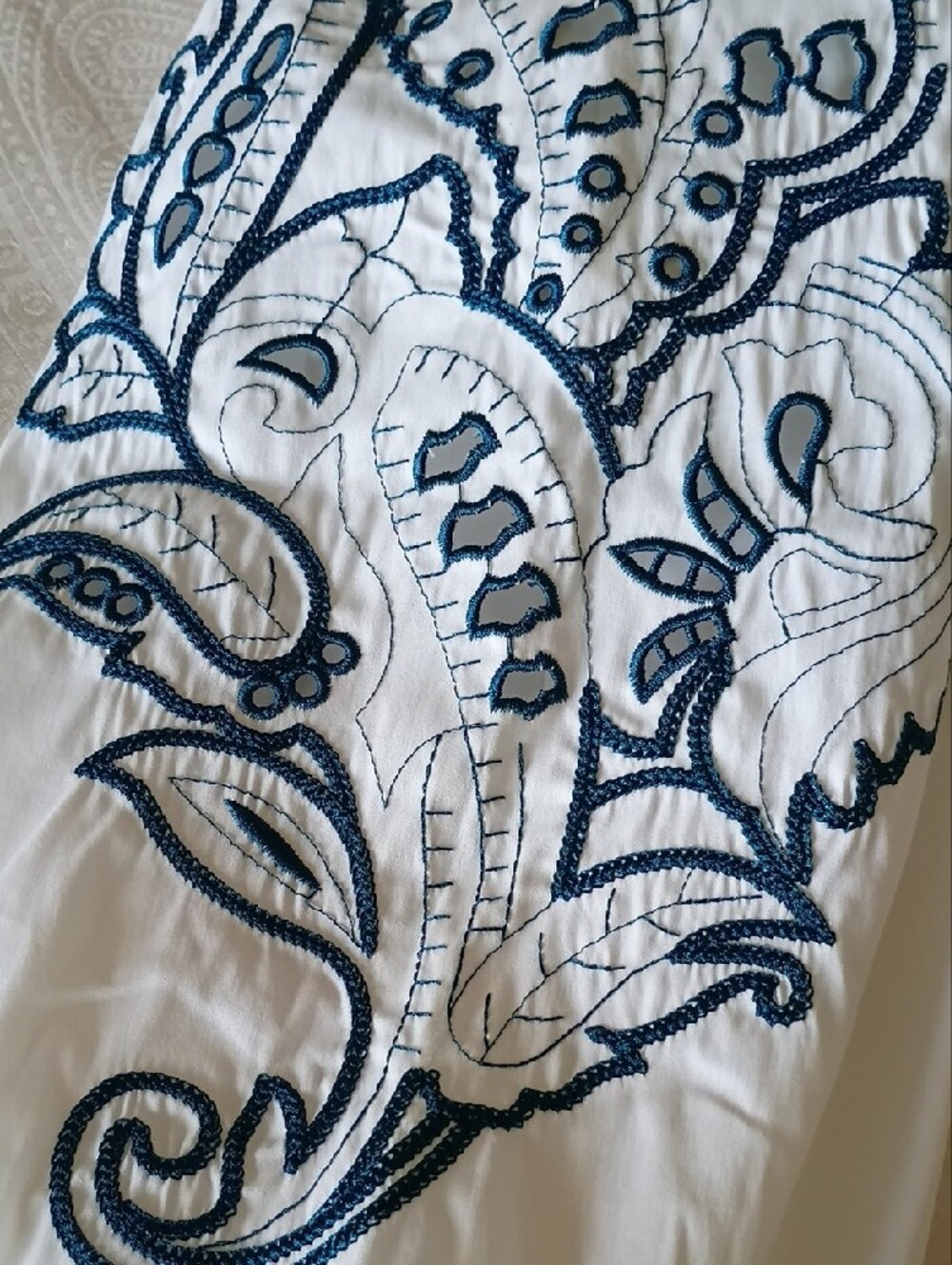 Chico's White Poplin Top with Navy Embroidery - Chico's 1